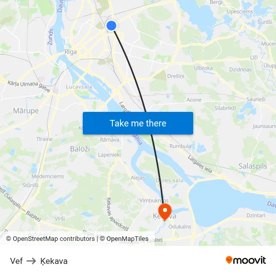 Vef to Ķekava map