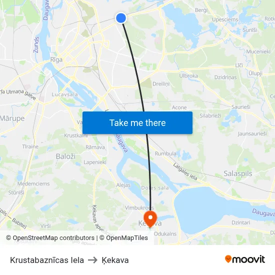Krustabaznīcas Iela to Ķekava map