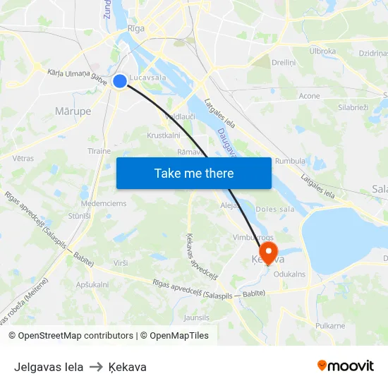Jelgavas Iela to Ķekava map