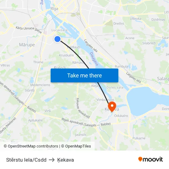 Stērstu Iela/Csdd to Ķekava map