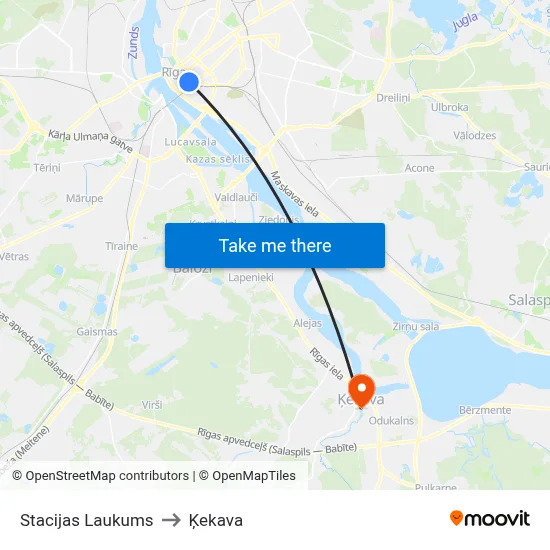 Stacijas Laukums to Ķekava map