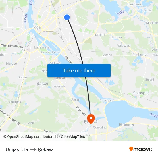 Ūnijas Iela to Ķekava map