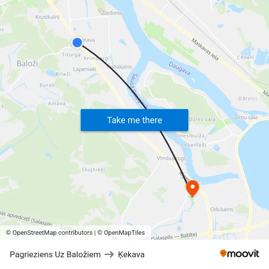 Pagrieziens Uz Baložiem to Ķekava map