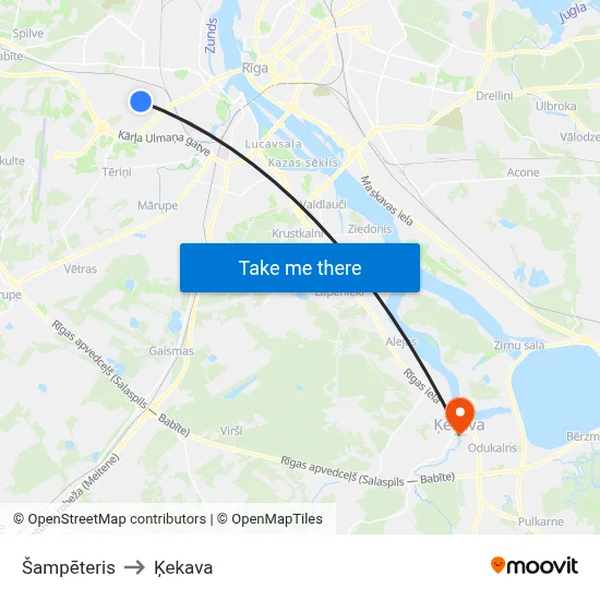 Šampēteris to Ķekava map