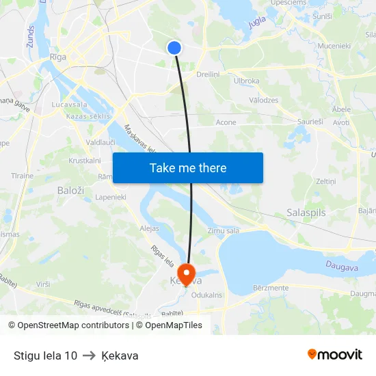 Stigu Iela 10 to Ķekava map