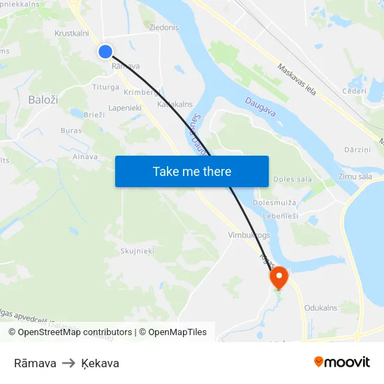 Rāmava to Ķekava map