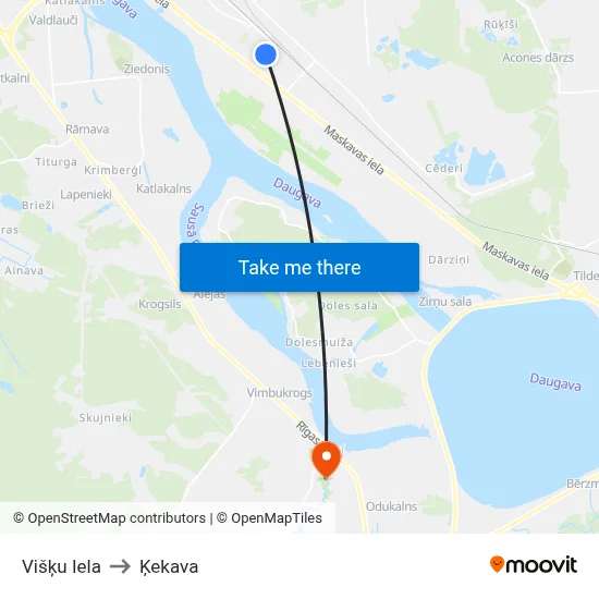 Višķu Iela to Ķekava map