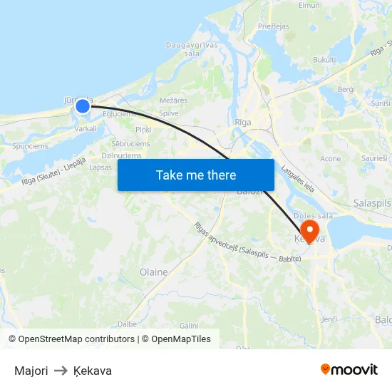 Majori to Ķekava map