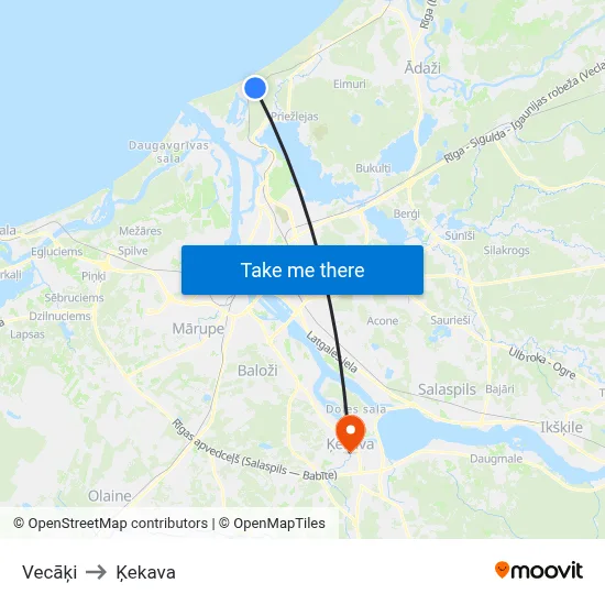 Vecāķi to Ķekava map