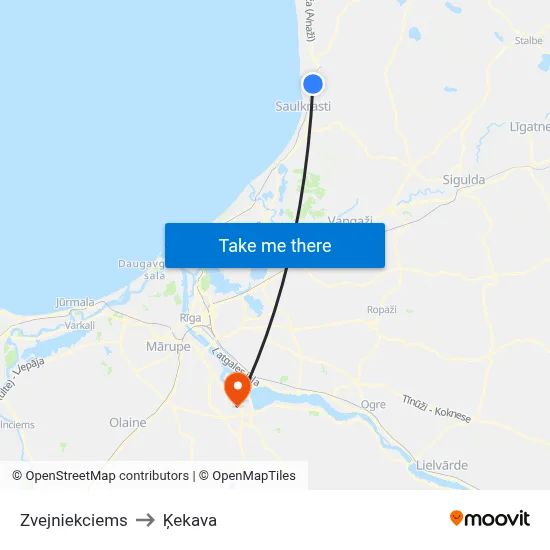 Zvejniekciems to Ķekava map