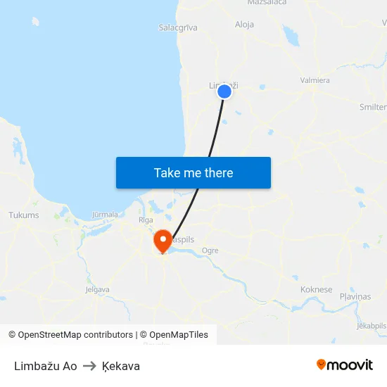 Limbažu Ao to Ķekava map