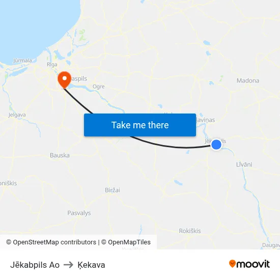 Jēkabpils Ao to Ķekava map