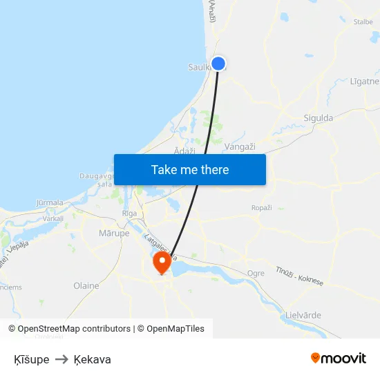 Ķīšupe to Ķekava map