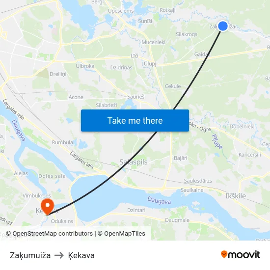 Zaķumuiža to Ķekava map