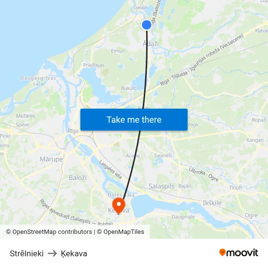 Strēlnieki to Ķekava map