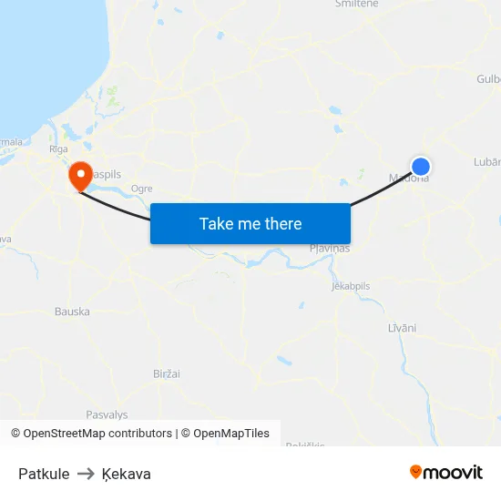 Patkule to Ķekava map