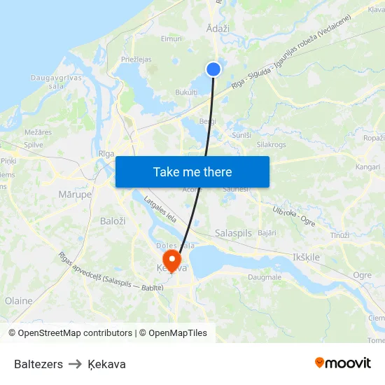 Baltezers to Ķekava map