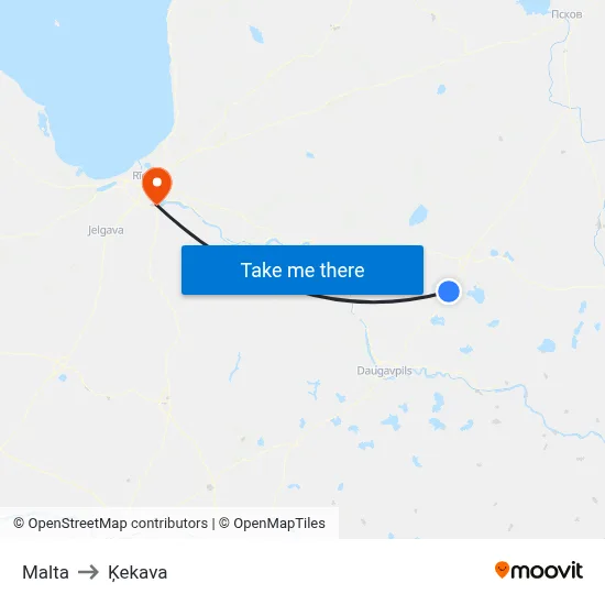 Malta to Ķekava map