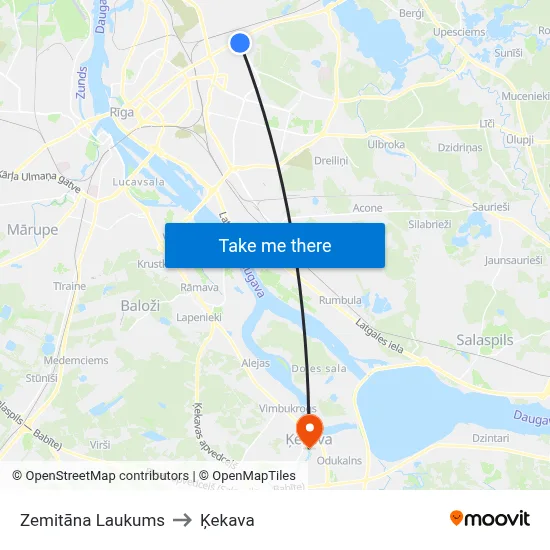 Zemitāna Laukums to Ķekava map