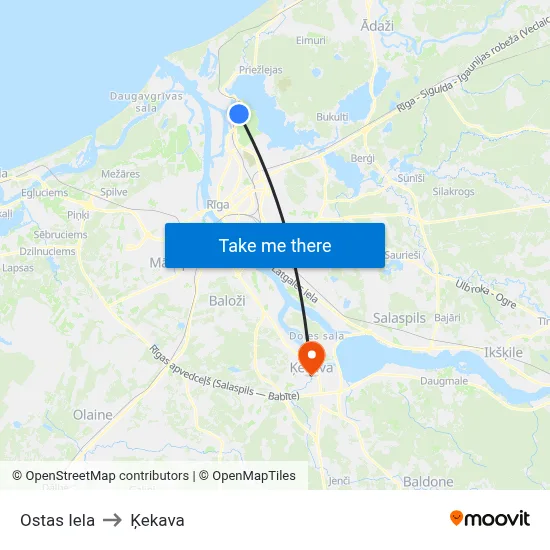 Ostas Iela to Ķekava map