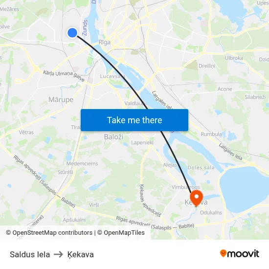 Saldus Iela to Ķekava map