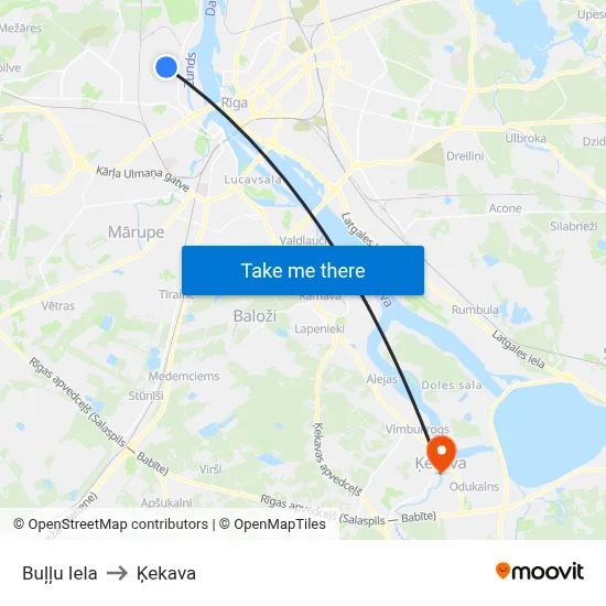 Buļļu Iela to Ķekava map