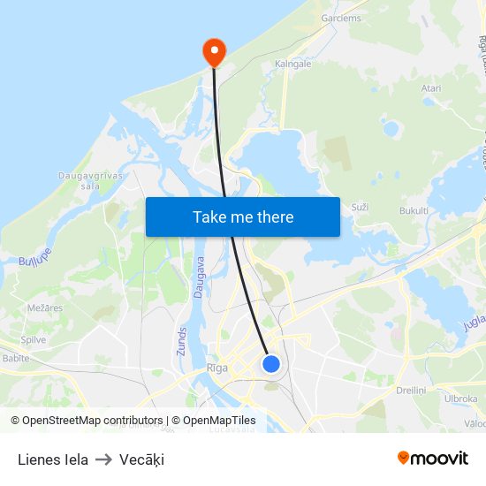 Lienes Iela to Vecāķi map