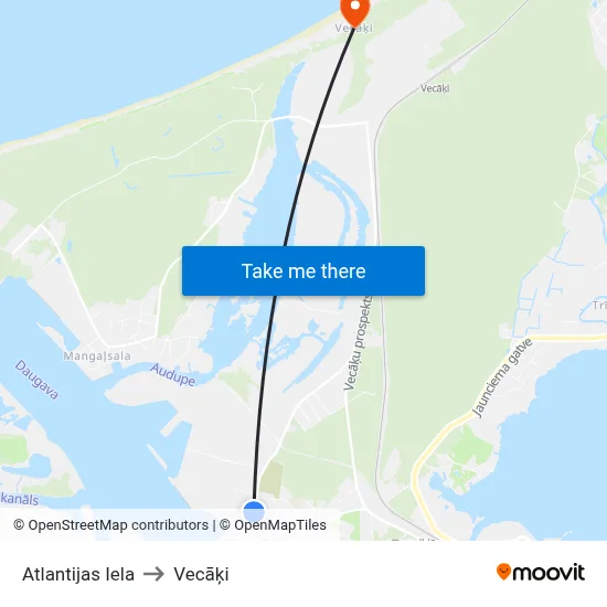 Atlantijas Iela to Vecāķi map
