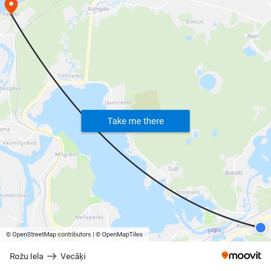 Rožu Iela to Vecāķi map