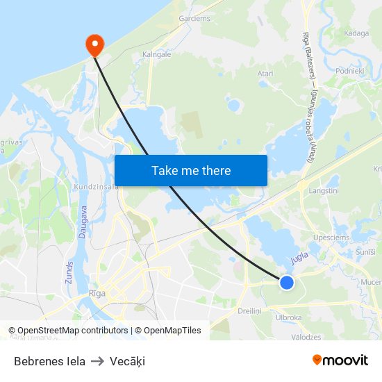 Bebrenes Iela to Vecāķi map