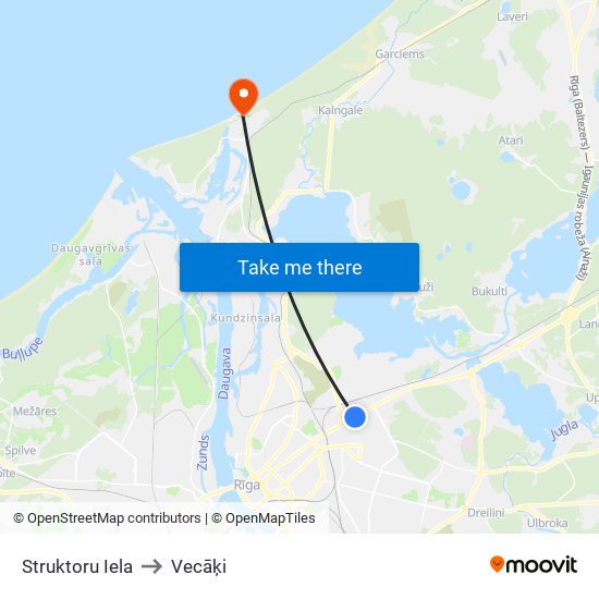 Struktoru Iela to Vecāķi map