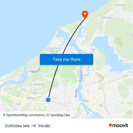 Zolitūdes Iela to Vecāķi map