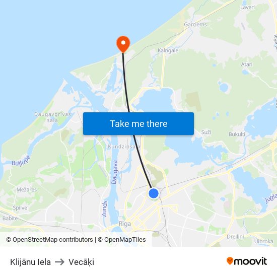 Klijānu Iela to Vecāķi map