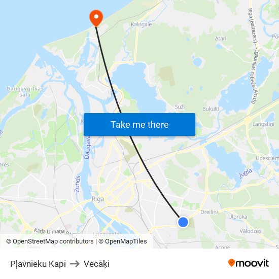 Pļavnieku Kapi to Vecāķi map