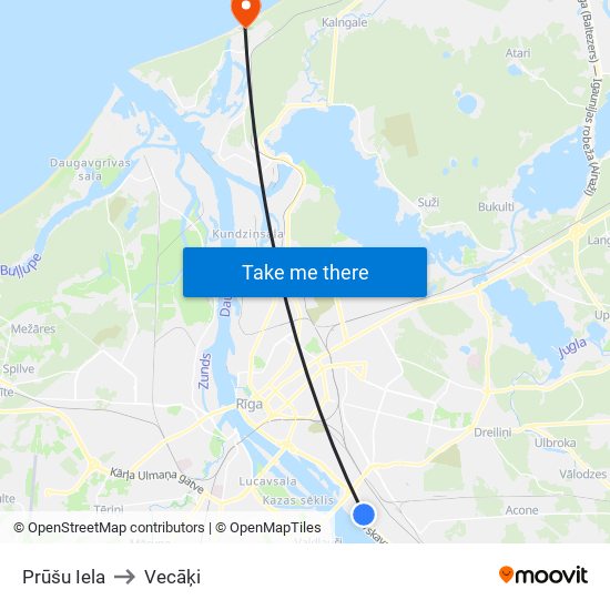 Prūšu Iela to Vecāķi map