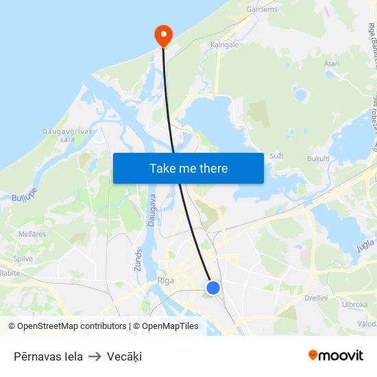 Pērnavas Iela to Vecāķi map