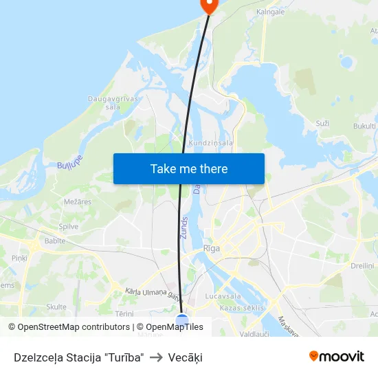 Dzelzceļa Stacija "Turība" to Vecāķi map