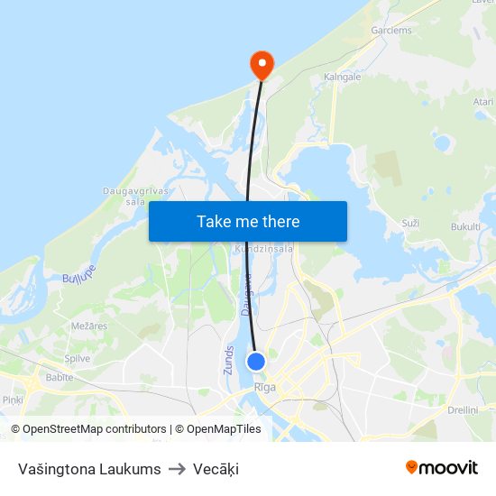 Vašingtona Laukums to Vecāķi map