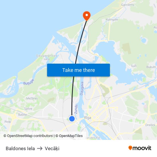 Baldones Iela to Vecāķi map