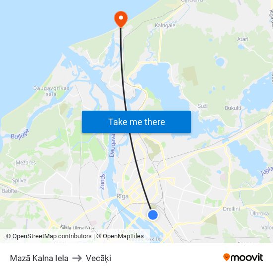 Mazā Kalna Iela to Vecāķi map