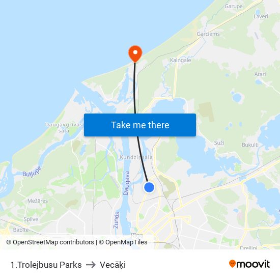 1.Trolejbusu Parks to Vecāķi map