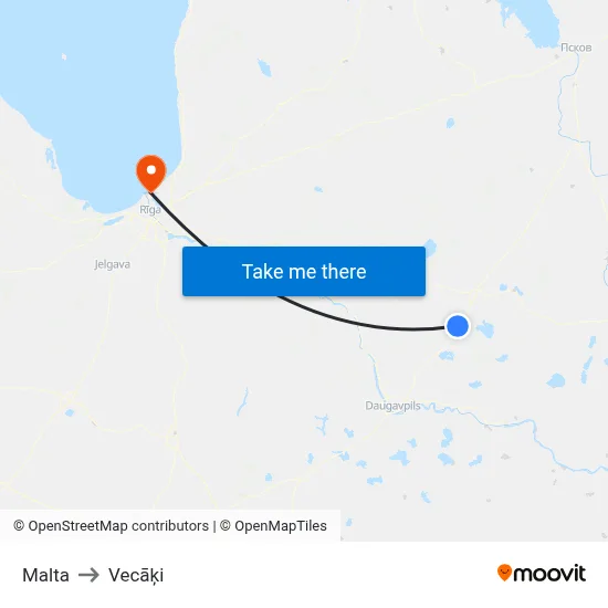 Malta to Vecāķi map