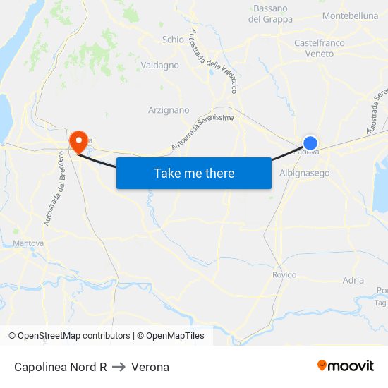 Capolinea Nord R to Verona map