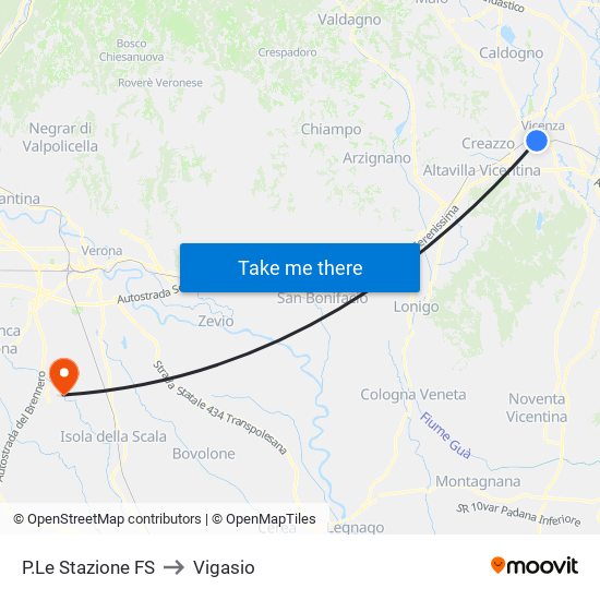 P.Le Stazione FS to Vigasio map