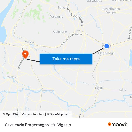 Cavalcavia Borgomagno to Vigasio map