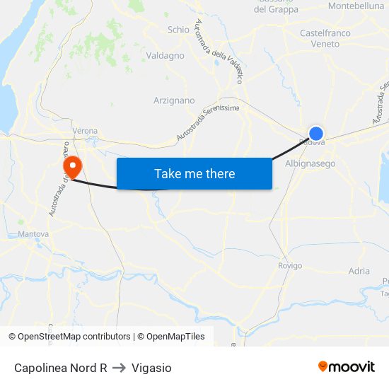 Capolinea Nord R to Vigasio map