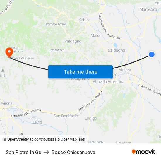 San Pietro In Gu to Bosco Chiesanuova map