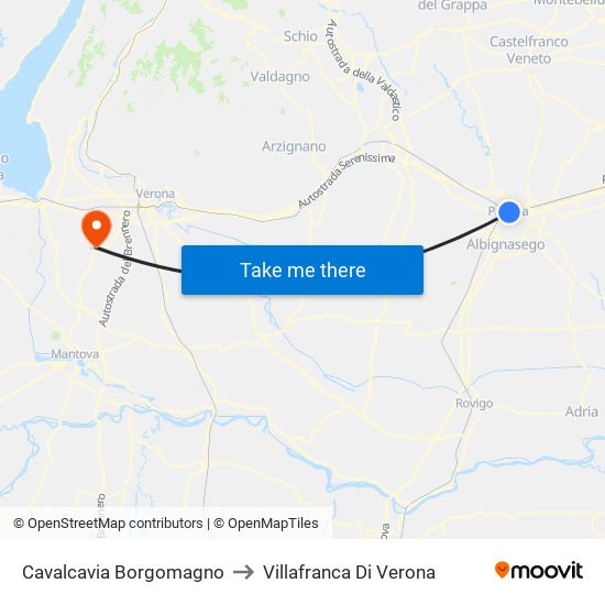 Cavalcavia Borgomagno to Villafranca Di Verona map