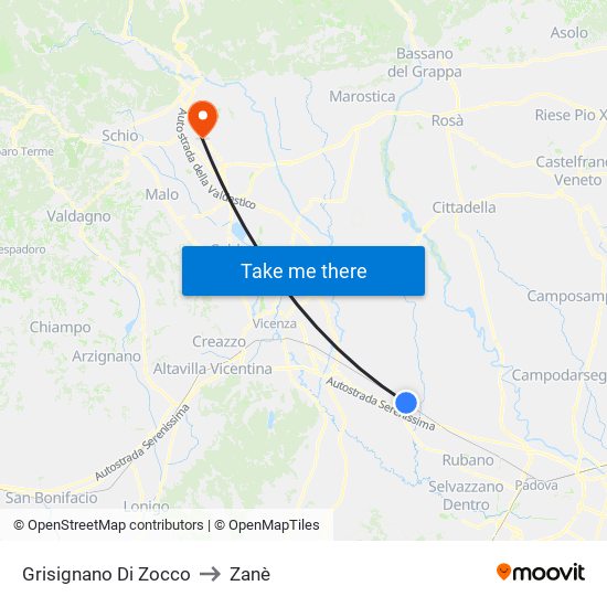 Grisignano Di Zocco to Zanè map