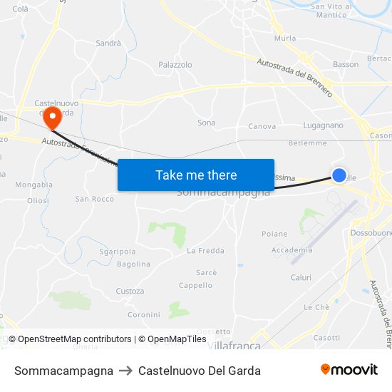 Sommacampagna to Castelnuovo Del Garda map